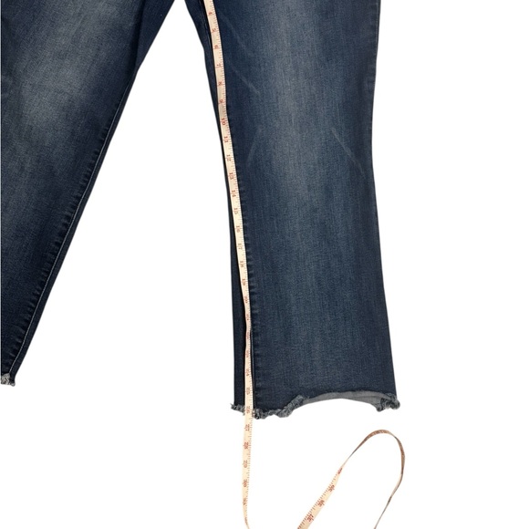 Democracy AB Tech Kick Flare Jeans Sz 16 Raw Hem Distressed Stretch Blue - Picture 4 of 7